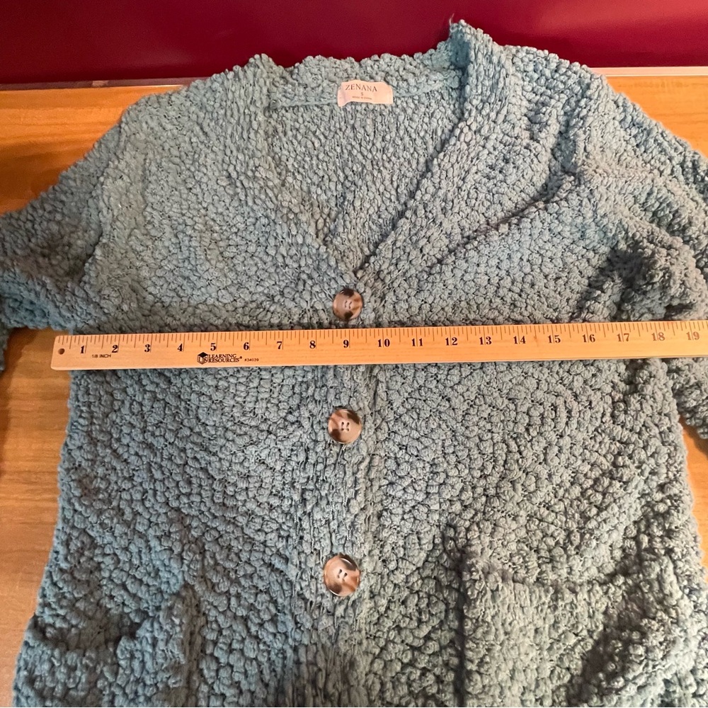 Zenana Outfitters Blue Chunky Knit Cardigan - Picture 4 of 7